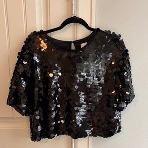 A New Day Black Sequin Crop Top